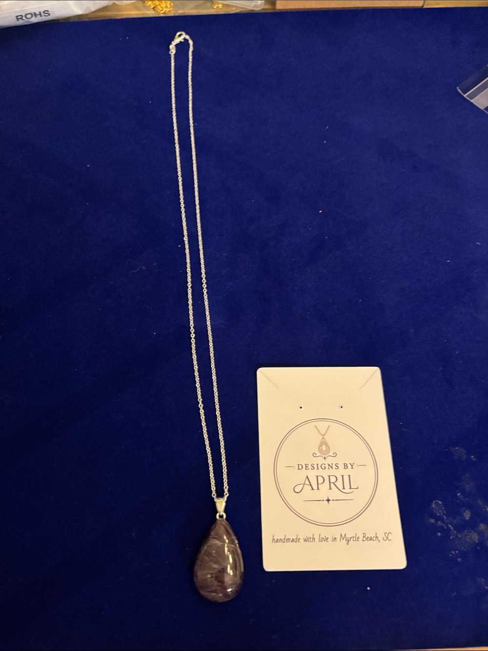 Genuine Natural Amethyst Healing Gemstone Pendant on 24” sterling silver chain